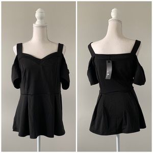 NEW! Agnes Orinda Cold Shoulder Peplum Blouse